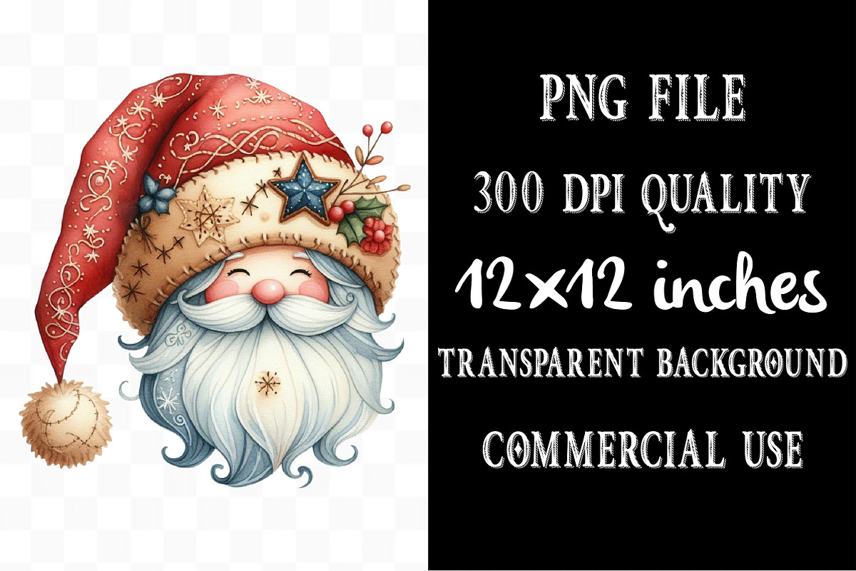 Patchwork Christmas Cute Santa Clip, an Illustration by Designking (Photo 4 of 5)