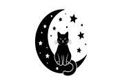 50 Cat Moon Silhouette Vector Bundle, an Illustration by jahid234 (Thumbnail 31 of 51)