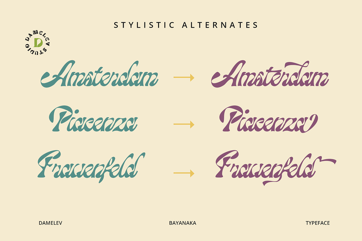 Bayanaka, a Script Font by Damelev (Photo 6 of 9)