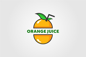 Orange Juice With Straw And Leaf