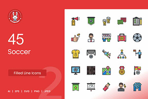 Soccer Filled Line Icons, an Icon by IconBunny