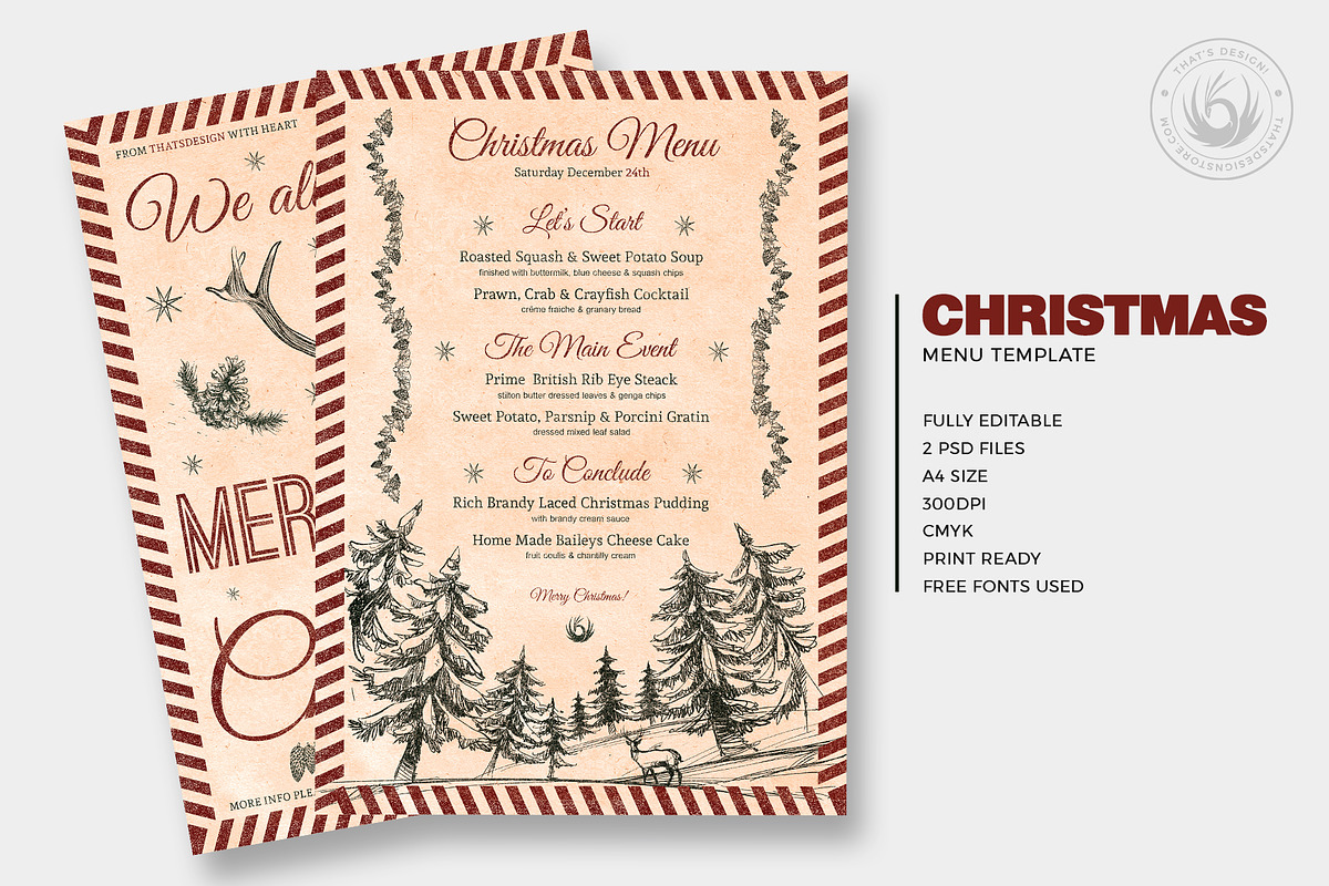 Christmas Menu Template V8, a Flyer Template by ThatsDesignArt (Photo 2 of 7)