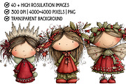 Whimsical Christmas Fairy Clipart, an Illustration by Pixels.Craft (Thumbnail 4 of 6)