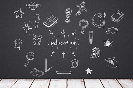 Education drawing on blackboard, a Background Photo by wavebreak