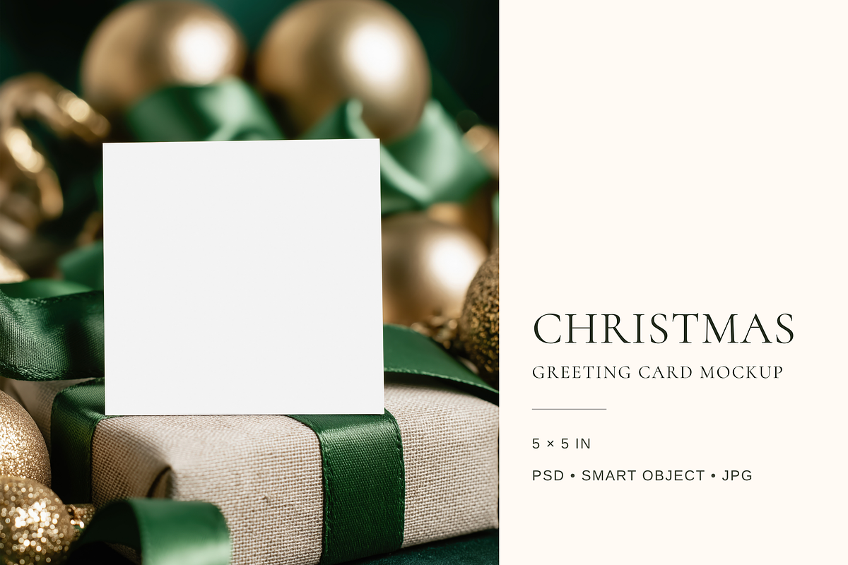 5x5 Christmas Greeting Card Mockup, an Advertising Mockup by Serenefeeling (Photo 1 of 6)
