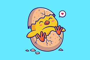 Cute Chick In Cracked Egg Cartoon, an Animal Illustration by Catalyst Labs