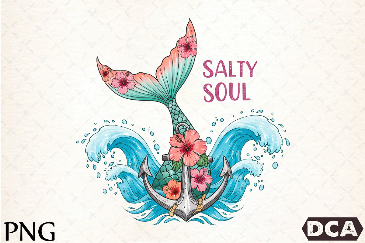 Salty Soul Mermaid PNG, an Illustration by DreamCafeArt (Photo 1 of 5)