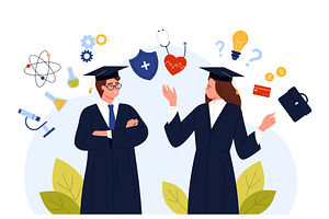Graduates Choosing Future Career, an Education Illustration by Flashvector