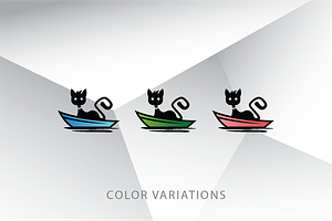 Cat On Boat Logo Template