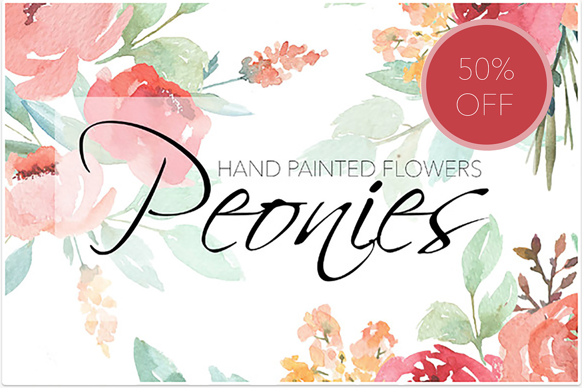 50% OFF - Watercolor Peonies, an Illustration by MariePierLaf (Photo 1 of 7)