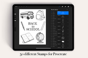 50 School Procreate Stamps Brushes