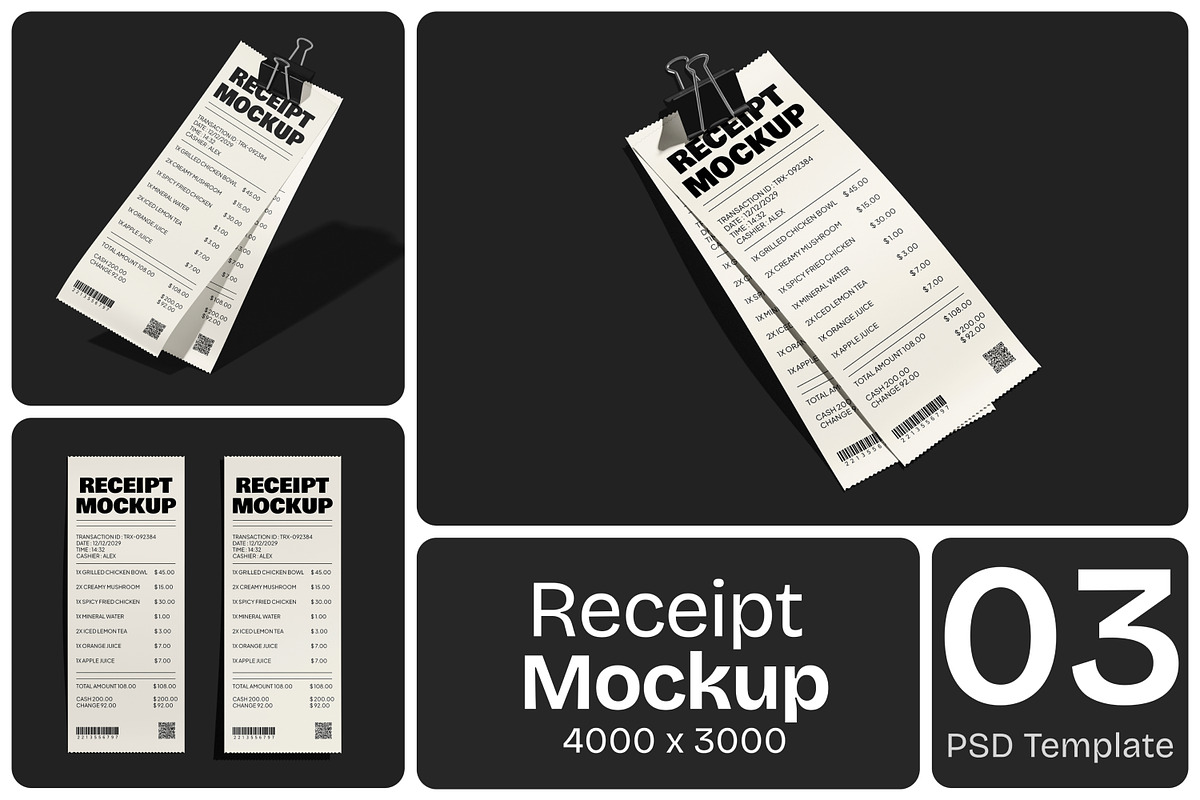 Receipt With Clip Mockup, a Packaging Mockup by Permadi Creative
