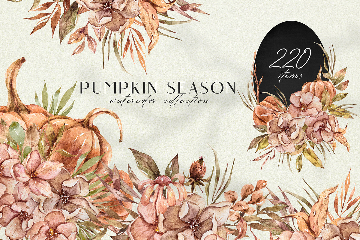-20% Watercolor PUMPKIN SEASON set, a Texture Illustration by Tiana Geo (Photo 1 of 16)