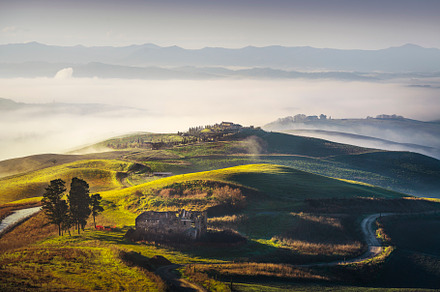 Foggy morning landscape in Volterra., a Nature Photo by Stefano Orazzini
