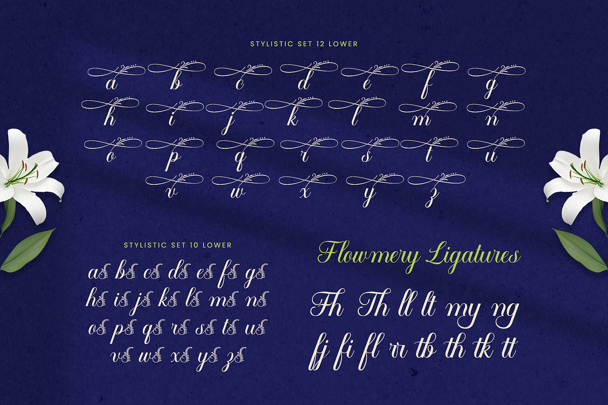 Flowmery Typeface, a Script Font by alit design (Photo 14 of 15)