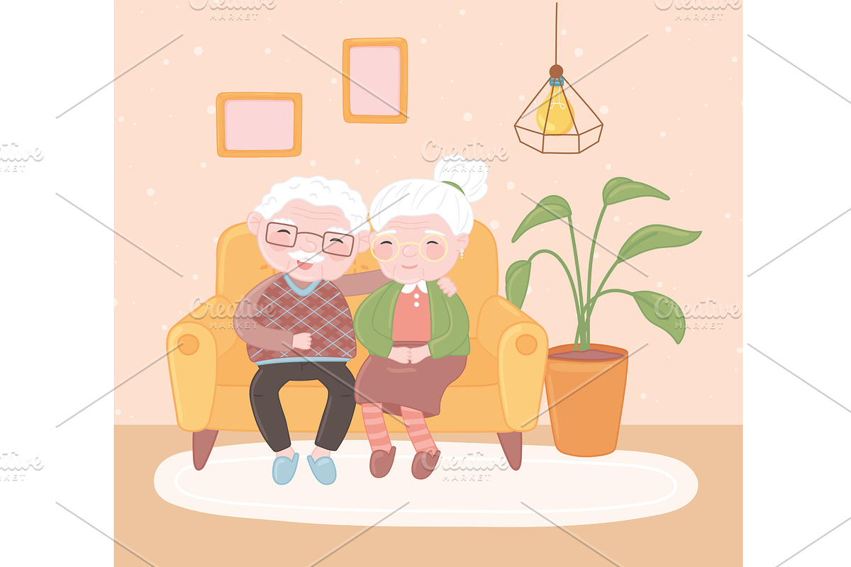cute old couple, a Person Illustration by studiogstock