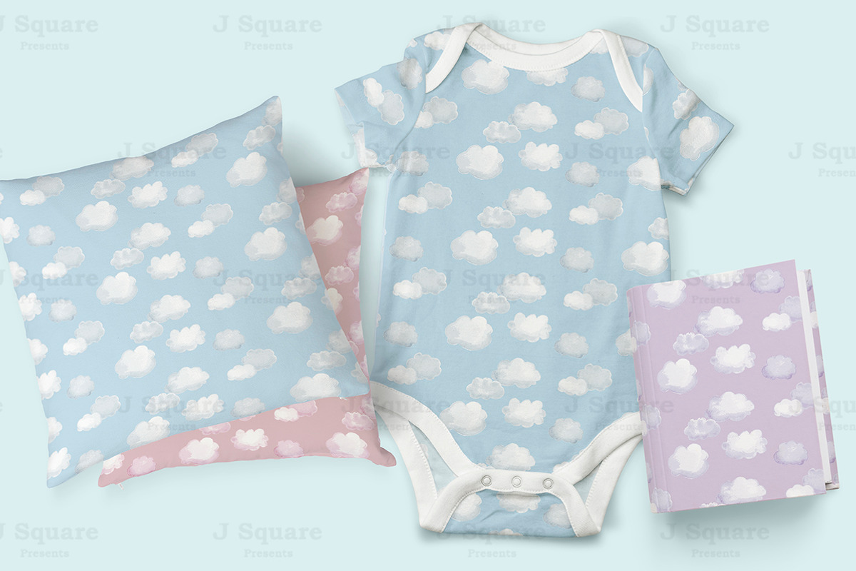 Watercolor Cloud Vector Swatch preview 2