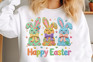 Brushstroke Happy Easter Bunny Png, an Illustration by Designking