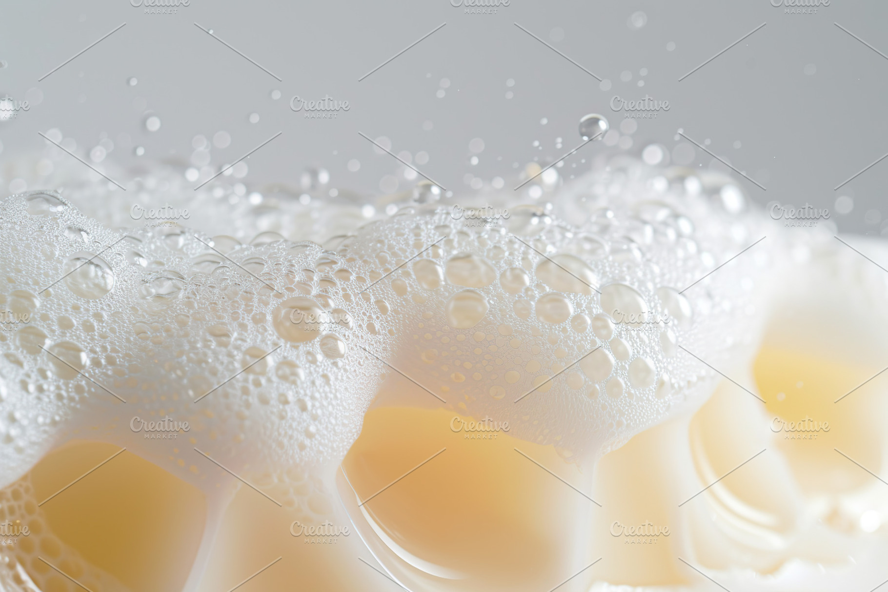Soap with foam on white background, an Abstract Photo by AlyaAnd