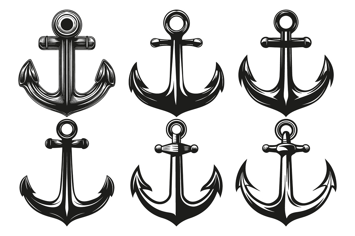 Nautical anchors in vintage vectors, an Object Graphic by Billah Hub