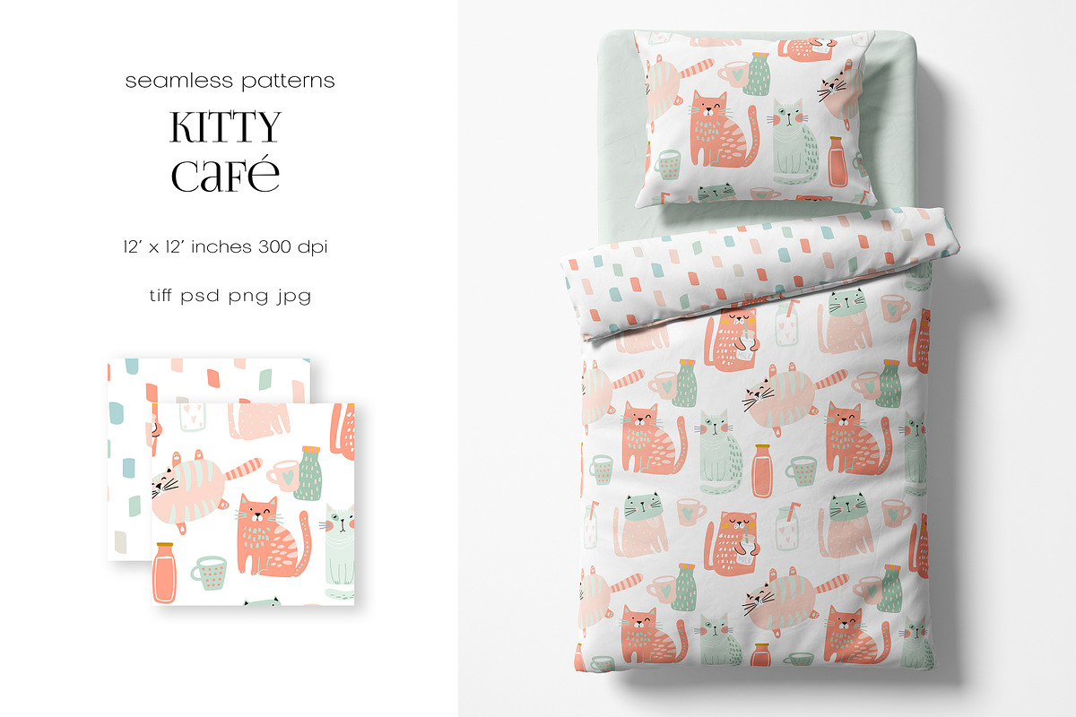 Kitty Café – Pattern Collection, a Pattern Graphic by PROTEA Watercolor Studio (Photo 7 of 9)