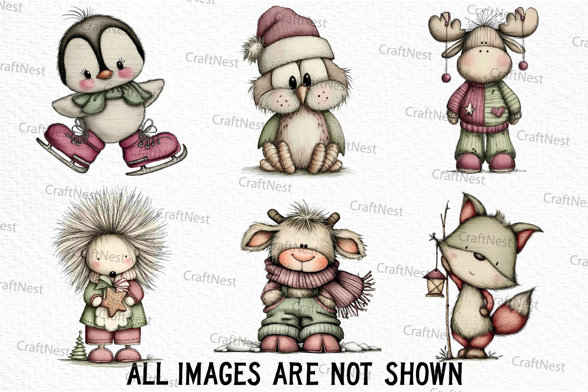 Whimsical Winter Animals Clipart, an Illustration by Craft Nest (Photo 3 of 6)