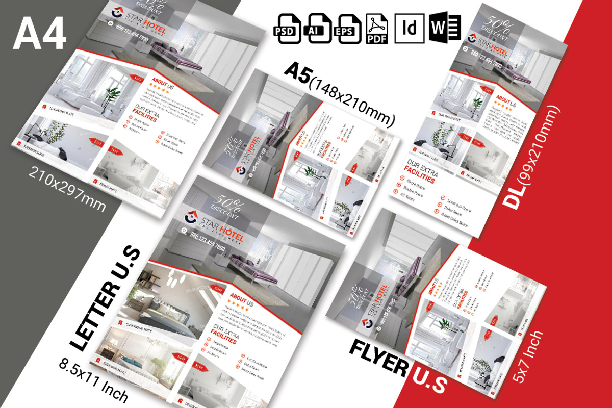 10 Hotel Flyers Bundle 90% OFF, a Flyer Template by Imagine Design Studio