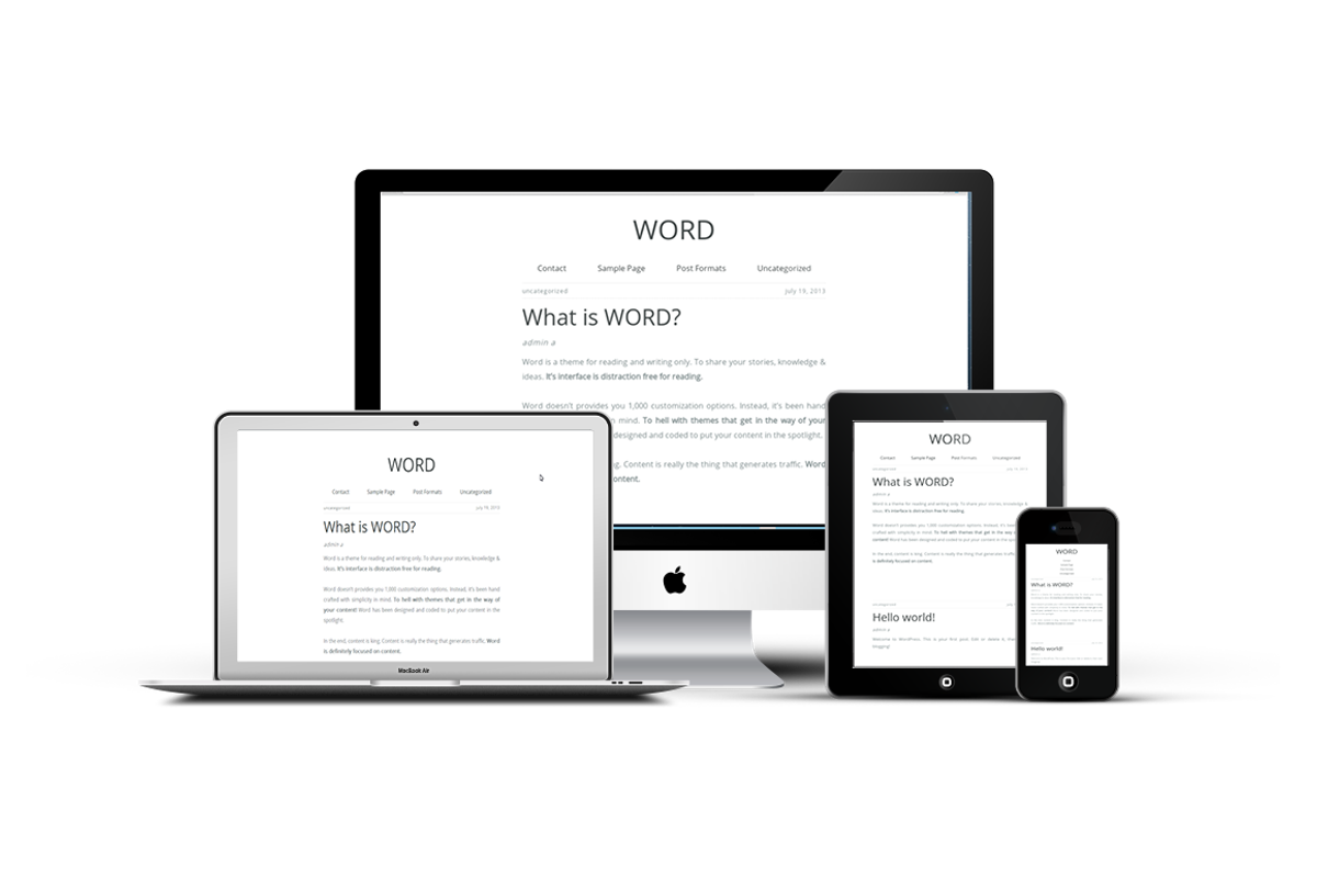 Word-Simple & Minimal Blogging Theme, a WordPress Template by Pixelate Design (Photo 1 of 4)
