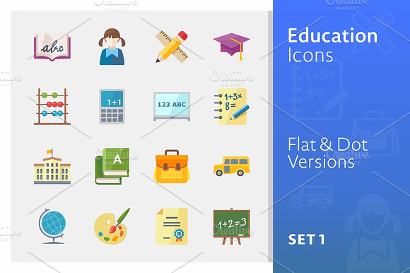 Flat Education Icons Set 1
