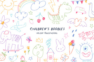 Kids doodle drawings, sketches set, an Object Illustration by Good Studio