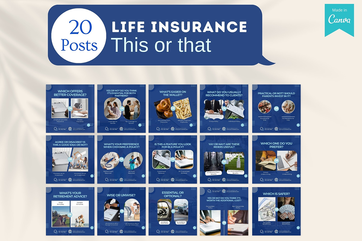 220 Life Insurance Canva Templates, a Social Media Template by Viral ...