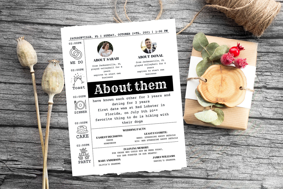 Newspaper Wedding Program Template, a Flyer Template by iloveTemplate (Photo 5 of 5)
