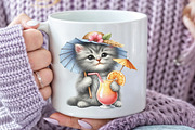 Watercolor Beach Cat Clipart, an Illustration by CraftArtStudio (Thumbnail 5 of 6)