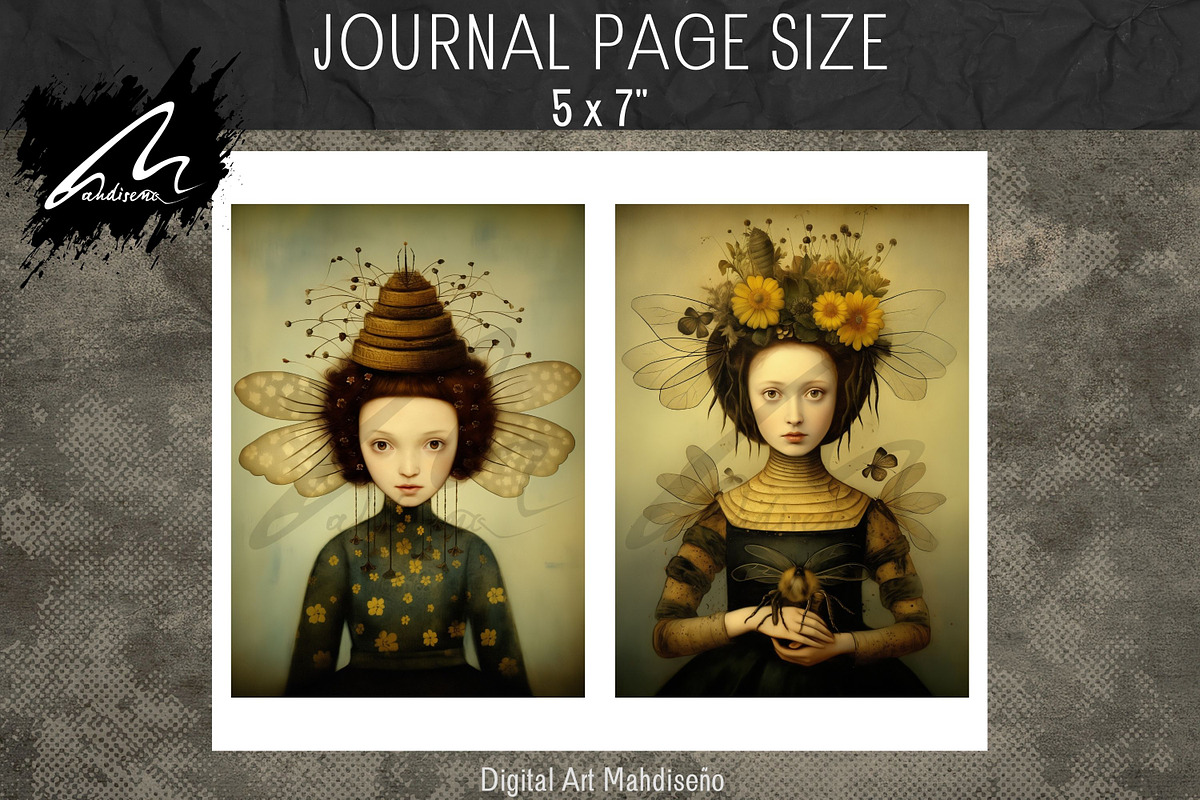 Honeybee Girl, Whimsy Collage Pages, a Person Illustration by Digital Art Mahdiseño (Photo 5 of 9)