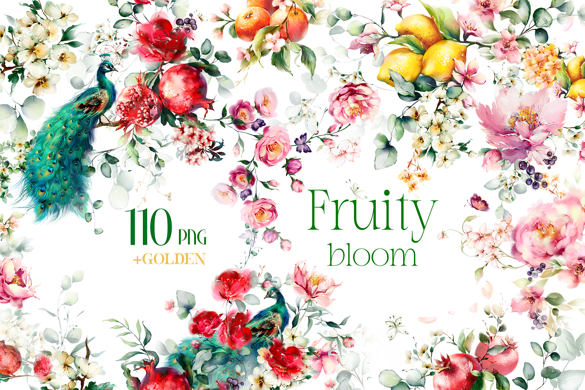 Watercolor botanical fruity flowers, a Decorative Illustration by Edith’s World (Photo 1 of 10)