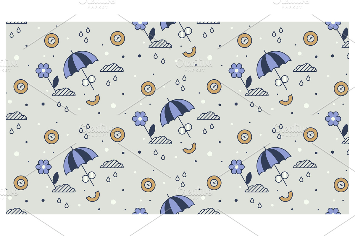 Cute umbrella, flower, and rain, a Decorative Illustration by Creative Backgrounds
