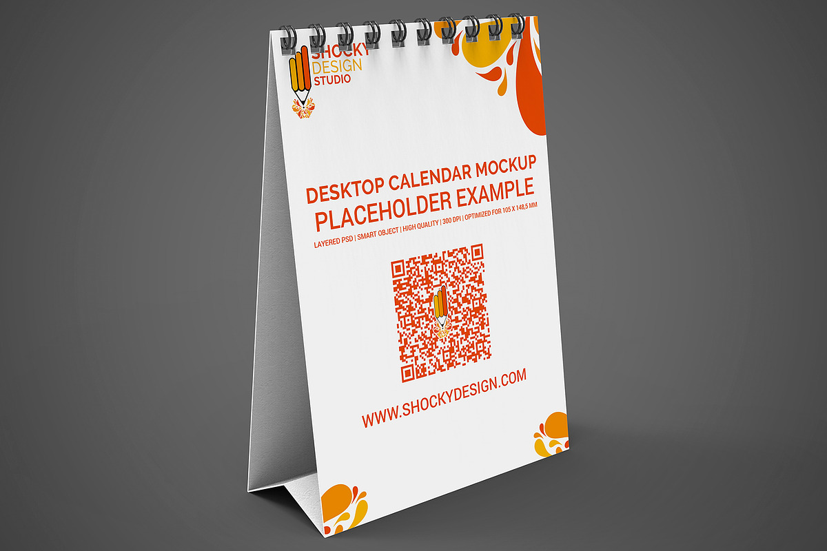 Desktop Calendar A6 Mockup, a Mockup by Shocky Design Studio (Photo 6 of 6)