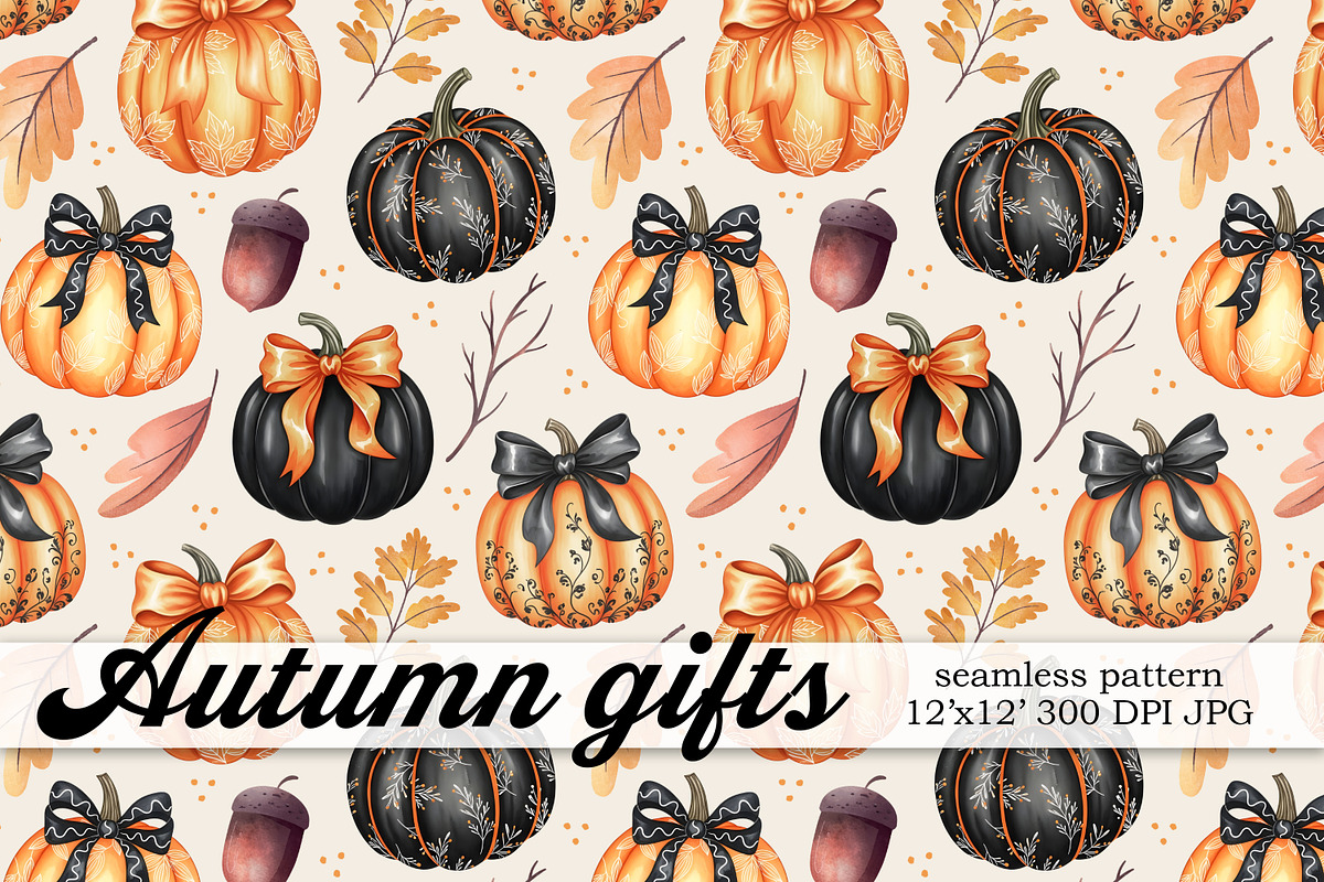 Autumn Seamless Pattern with Pumpkin, a Pattern Graphic by Kreeya Art Shop (Photo 1 of 11)