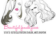 Beautiful woman faces line drawings, a Person Illustration by esylvia (Thumbnail 1 of 3)
