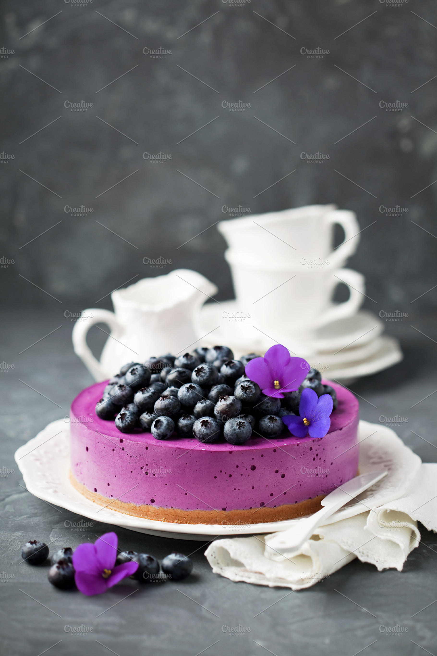 Blueberry cheesecake stock photo containing baked and baking, a Food & Drink Photo by Y. A. Photo