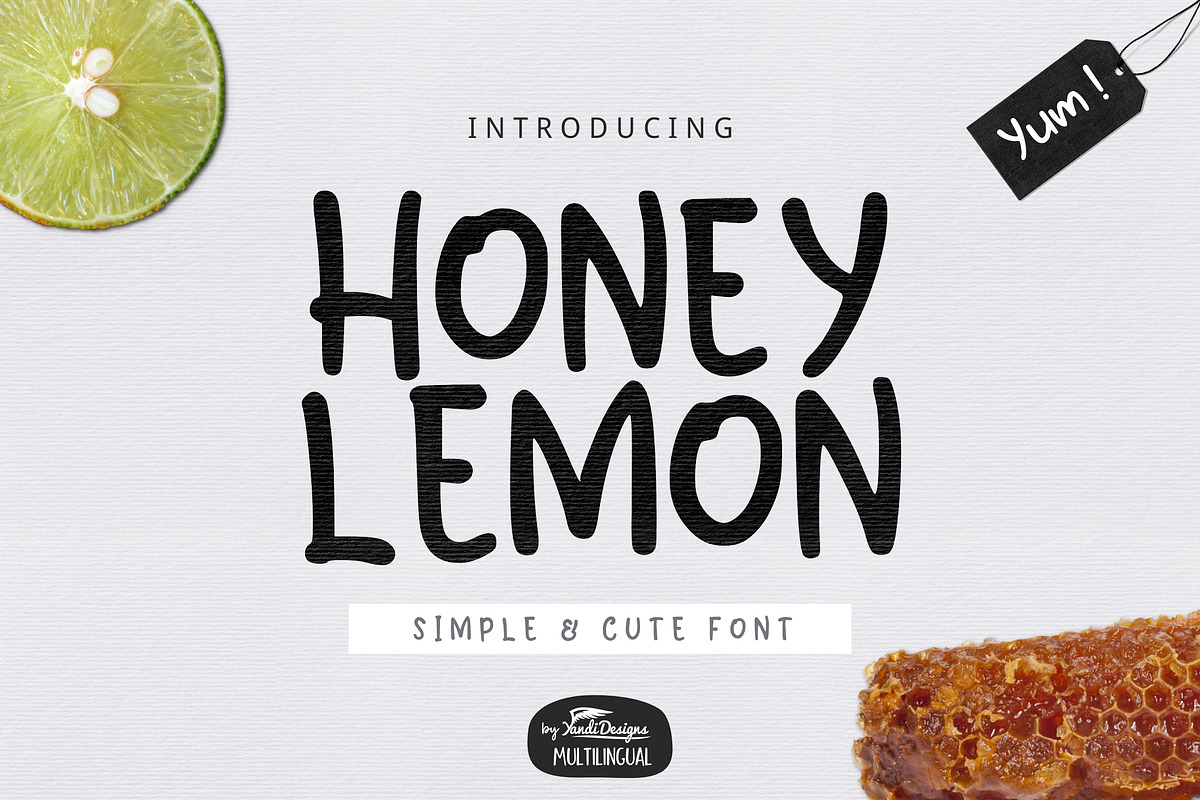 Honey Lemon Cute Font, a Sans Serif Font by YandiDesigns (Photo 1 of 4)