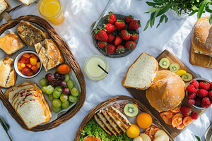 Picnic spread with tasty treats, a Photo by Pavel_design