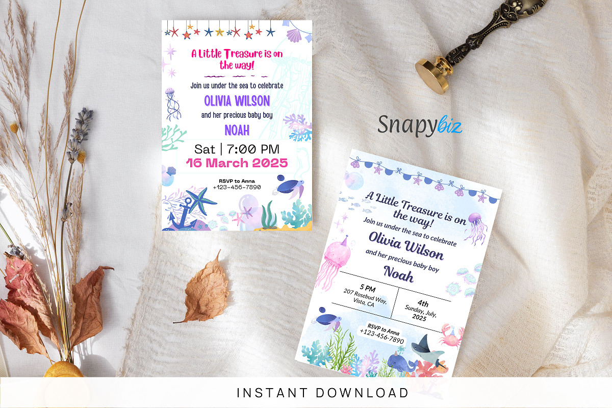 Under The Sea Baby Shower Invitation, an Invitation Template by Snapybiz (Photo 2 of 10)