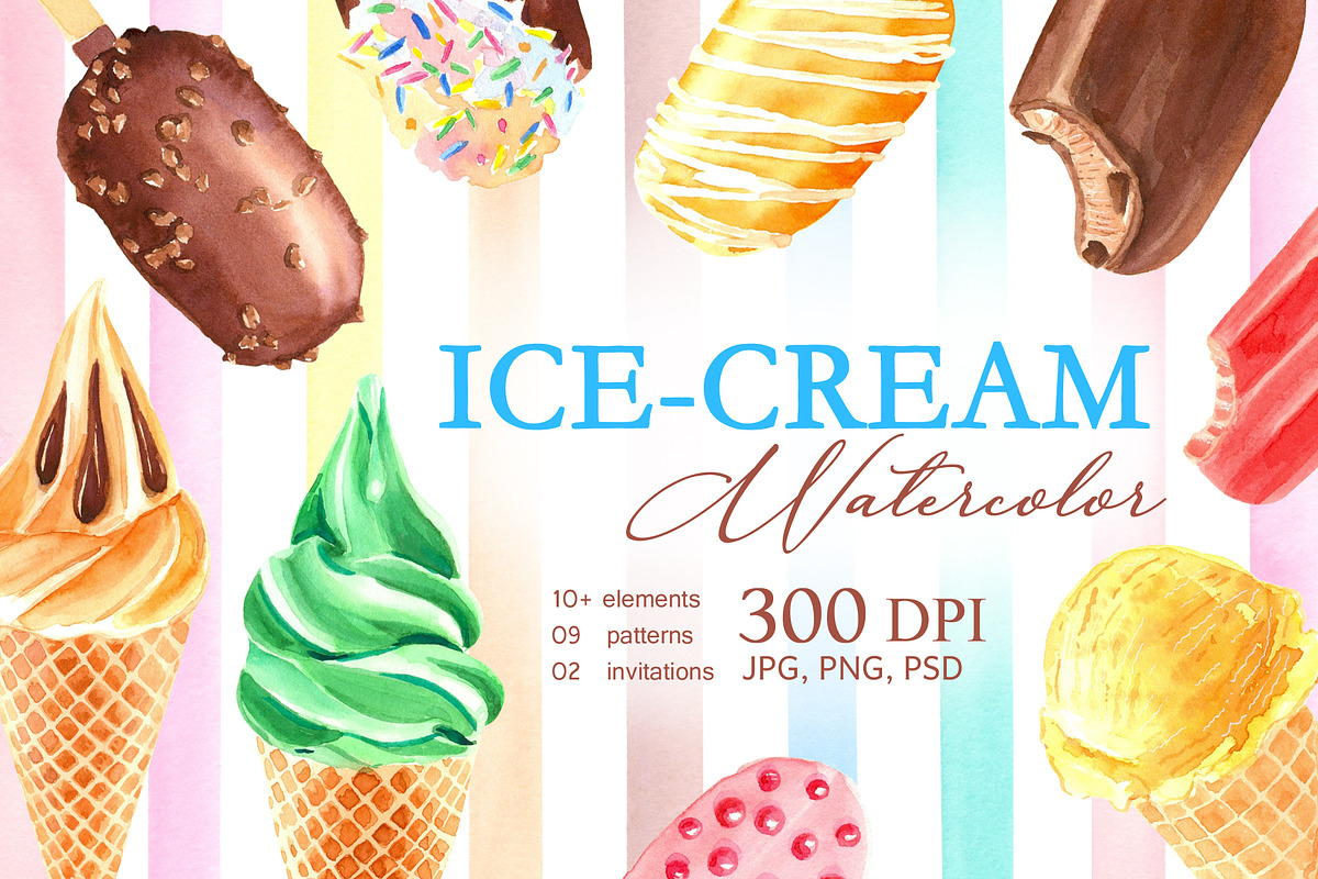Watercolor ice-cream, an Object Graphic by Anastasia Timosch (Photo 1 of 6)