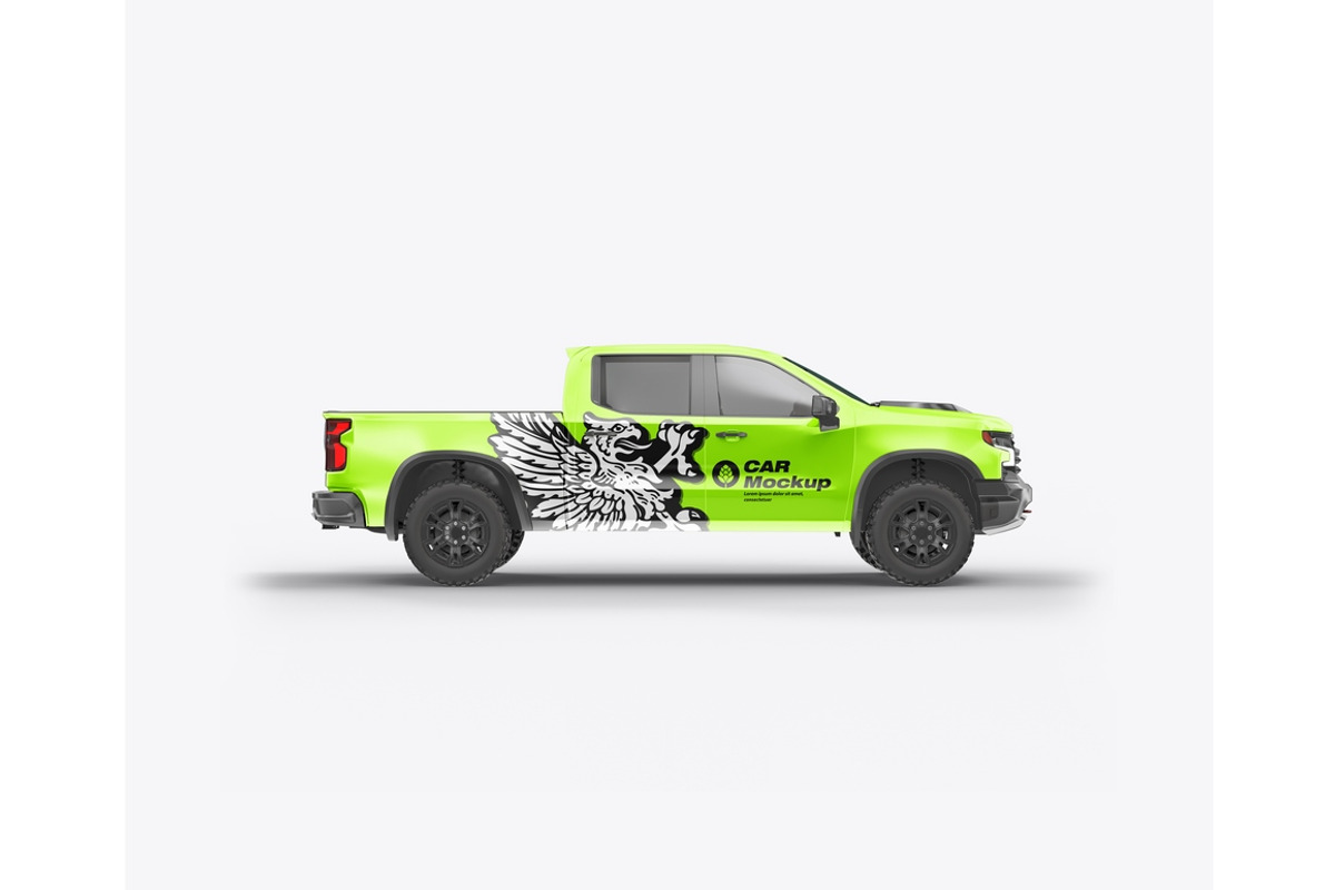 Pickup Truck Mockup, a Product Mockup by OneVectorStock (Photo 10 of 16)