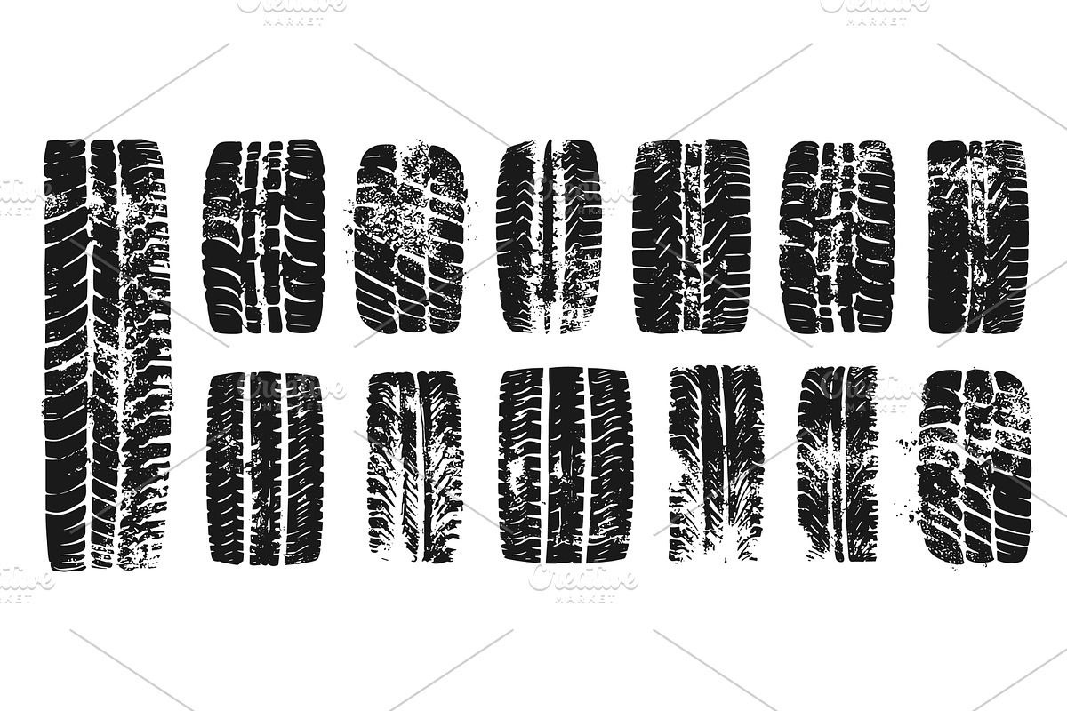 Car or motorcycle treads set, a Transportation Illustration by Valerie Bodnar