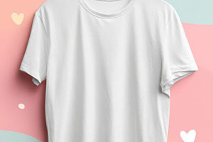 White T-Shirt with Heart Background, a Beauty & Fashion Photo by AlyaAnd