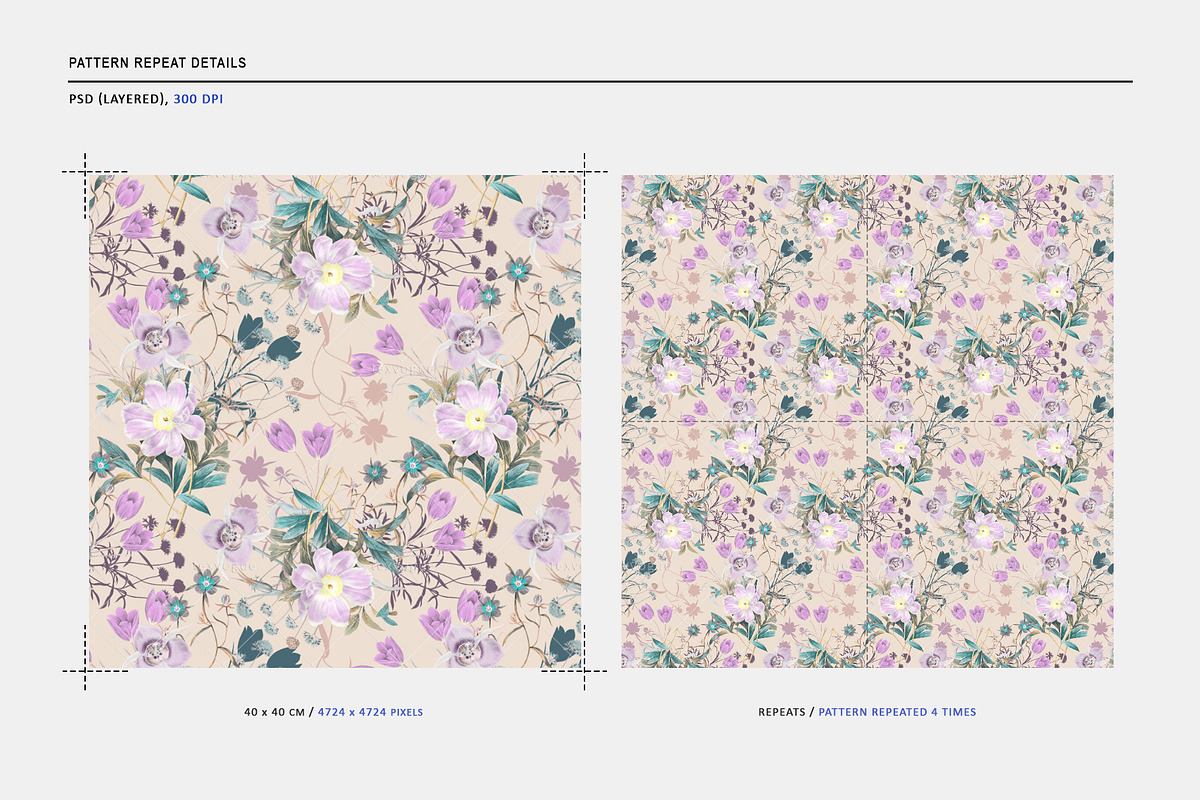 Romantic Bloom - Seamless Patterns, a Pattern Graphic by texvogue (Photo 3 of 9)