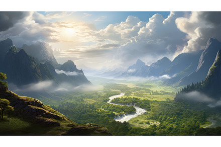 river valley cloud sunny landscape, a Nature Photo by pikepicture