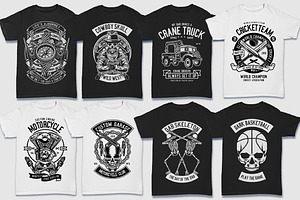 200 Vector Tshirt Designs B/W